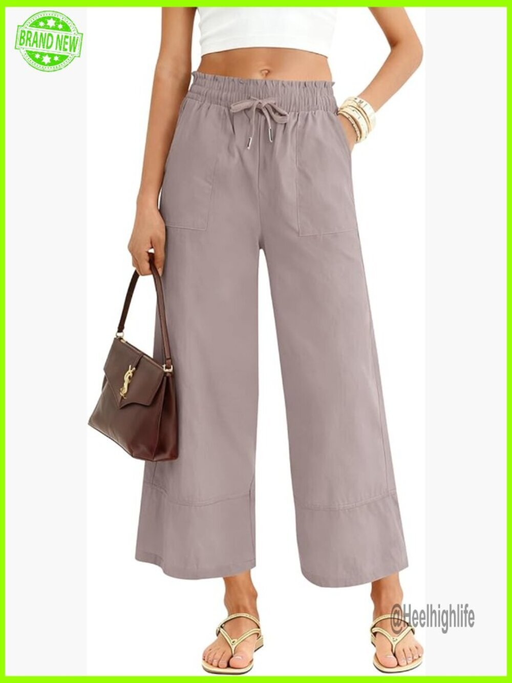 Wide Leg Palazzo Pants with Drawstring Waist and Pockets